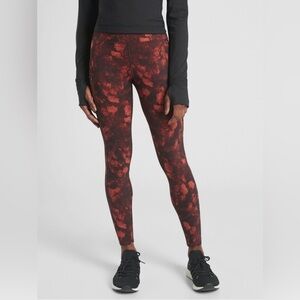 ATHLETA Red Rainier Printed Tight Floral Warm High Rise Leggings